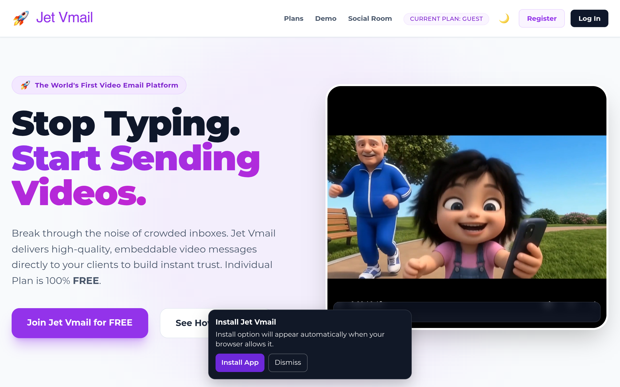 Homepage preview of jetvmail.com